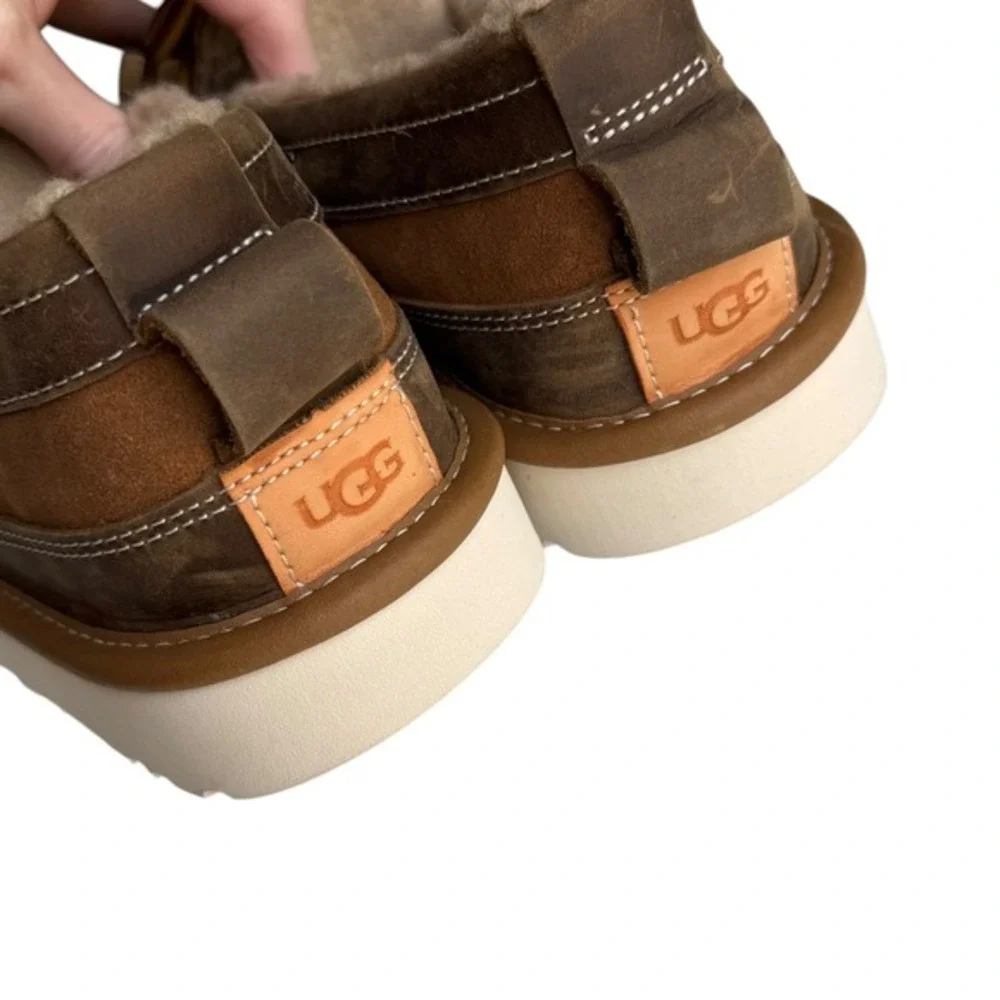NEW UGG Dex Lace Slip-On Wool Loafer Men's Size 7 Water Resistant Chestnut Brown
